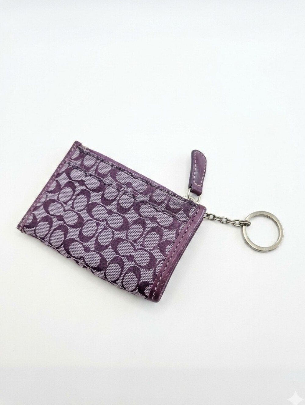 Vintage Y2K Coach Purple Signature Monogram Keychain Wallet Change Purse